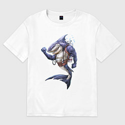 Женская футболка оверсайз Акула - крутой ныряльщик