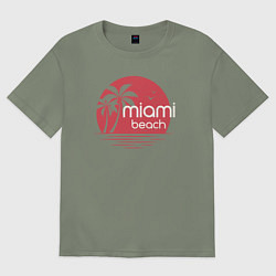 Футболка оверсайз женская Пляж Майами, цвет: авокадо