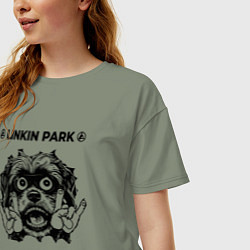 Футболка оверсайз женская Linkin Park 2024 - rock dog, цвет: авокадо — фото 2