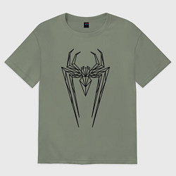 Футболка оверсайз женская Эмблема полигонами Человека-паука, цвет: авокадо