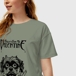 Футболка оверсайз женская Bullet For My Valentine - rock dog, цвет: авокадо — фото 2