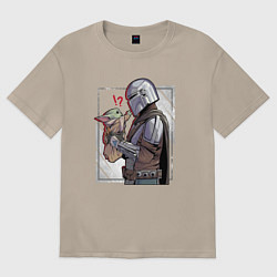 Женская футболка оверсайз Беби Йода и Мандалорец