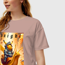 Футболка оверсайз женская Pikachu knight on a snail - ai art fantasy, цвет: пыльно-розовый — фото 2