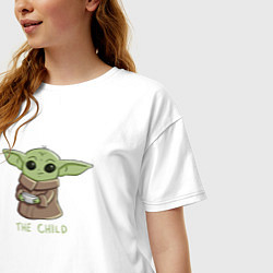 Футболка оверсайз женская Маленький Йода, цвет: белый — фото 2