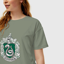 Футболка оверсайз женская Герб Слизерина, цвет: авокадо — фото 2