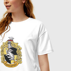 Футболка оверсайз женская Hufflepuff факультет университета Хогвартс с барсу, цвет: белый — фото 2