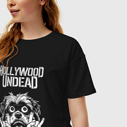 Футболка оверсайз женская Hollywood Undead rock dog, цвет: черный — фото 2