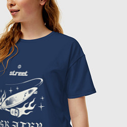 Футболка оверсайз женская Сперва катай потом говори, цвет: тёмно-синий — фото 2