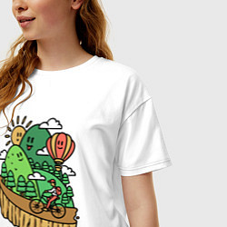 Футболка оверсайз женская Велосипедное путешествие, цвет: белый — фото 2