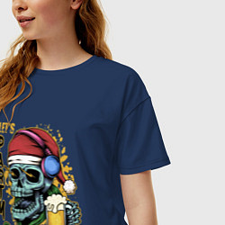 Футболка оверсайз женская Skull Santa, цвет: тёмно-синий — фото 2