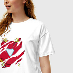 Футболка оверсайз женская Костюм Железного человека под одеждой, цвет: белый — фото 2