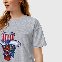 Футболка оверсайз женская Американский клоун, цвет: меланж — фото 2