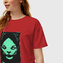 Футболка оверсайз женская Ужасные существа и страшные монстры, цвет: красный — фото 2