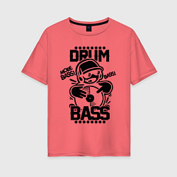 Футболка оверсайз женская Drum n Bass: More Bass цвета коралловый — фото 1