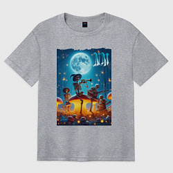 Футболка оверсайз женская Musical quartet Neon mushrooms, цвет: меланж