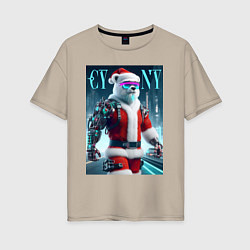 Женская футболка оверсайз Cyber new year - cyberpunk ai art