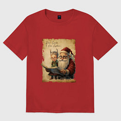 Женская футболка оверсайз Санта и Эльф