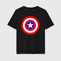 Футболка оверсайз женская Captain America logo, цвет: черный