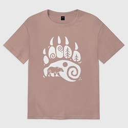 Футболка оверсайз женская След Велеса - медведь, цвет: пыльно-розовый