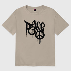 Футболка оверсайз женская Graffiti peace, цвет: миндальный