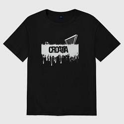 Футболка оверсайз женская Croatia football, цвет: черный