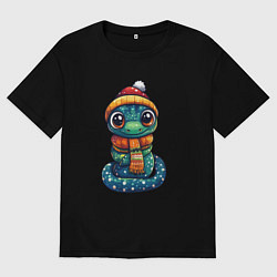 Женская футболка оверсайз Маленькая милая змейка 2025