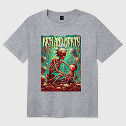 Женская футболка оверсайз Rick and Morty in the hell