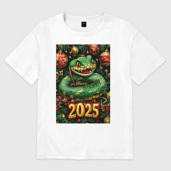 Женская футболка оверсайз Новогодняя змейка НГ 2025