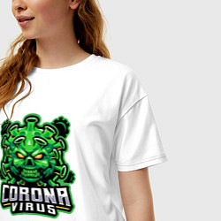 Футболка оверсайз женская Corona virus, цвет: белый — фото 2