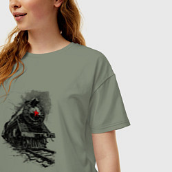 Футболка оверсайз женская Паровоз со пятиконечной звездой, цвет: авокадо — фото 2