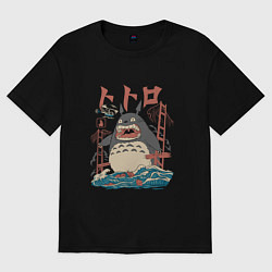Футболка оверсайз женская Мой сосед Тоторо Годзилла, цвет: черный