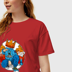 Футболка оверсайз женская Rap - Concrete battle, цвет: красный — фото 2