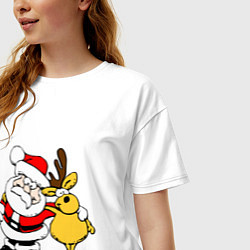 Футболка оверсайз женская Новогодняя парочка, цвет: белый — фото 2