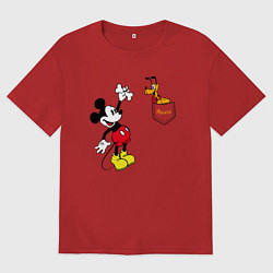 Женская футболка оверсайз Микки Маус и Плуто