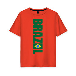 Футболка оверсайз женская Brazil Football цвета рябиновый — фото 1