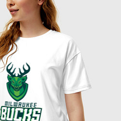 Футболка оверсайз женская Milwaukee Bucks NBA, цвет: белый — фото 2