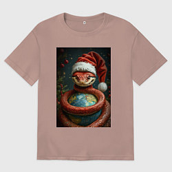 Женская футболка оверсайз Змея с колпаке