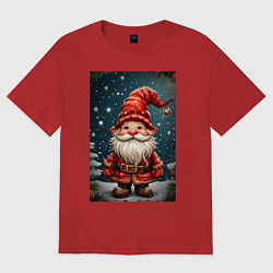 Женская футболка оверсайз Новогодний гном