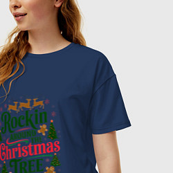 Футболка оверсайз женская Новогодняя атмосфера rockin around the christmas t, цвет: тёмно-синий — фото 2