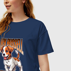 Футболка оверсайз женская Собака Джек-рассел-терьер, цвет: тёмно-синий — фото 2