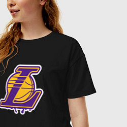 Футболка оверсайз женская Lakers team, цвет: черный — фото 2