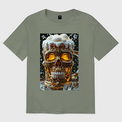 Футболка оверсайз женская Пенная кружка пива, цвет: авокадо