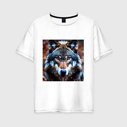 Футболка оверсайз женская Взгляд серого волка, цвет: белый