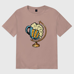 Женская футболка оверсайз Пивной глобус