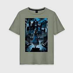 Женская футболка оверсайз Готичная Алиса в стране чудес