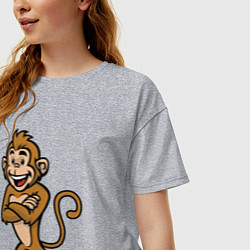 Футболка оверсайз женская Позитивная мартышка, цвет: меланж — фото 2