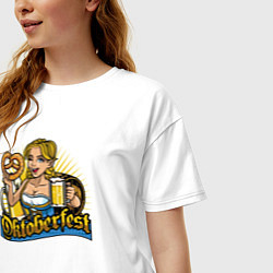 Футболка оверсайз женская Oktoberfest girl, цвет: белый — фото 2