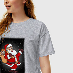 Футболка оверсайз женская Санта Клаус с мешком, цвет: меланж — фото 2