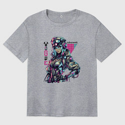 Женская футболка оверсайз Cyber girl - ai art fantasy
