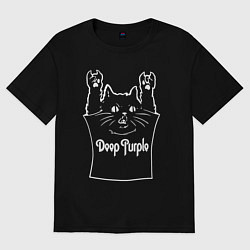 Футболка оверсайз женская Deep Purple - cat rock, цвет: черный